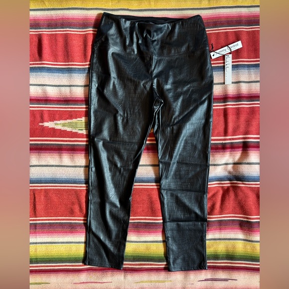 NICOLE MILLER NY faux snake skin black leggings NWT szXL - Picture 4 of 7